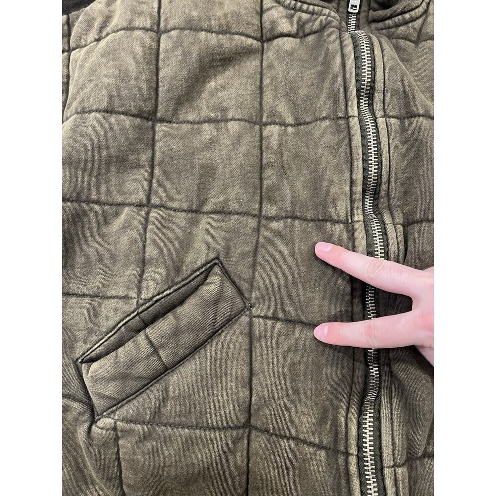 FREE PEOPLE Size Small DOLMAN SLEEVE QUILTED KNIT ZIP JACKET DUSTED MILITARY - Picture 6 of 8